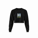 Woman with a Parasol Crop Sweatshirt – Siyah