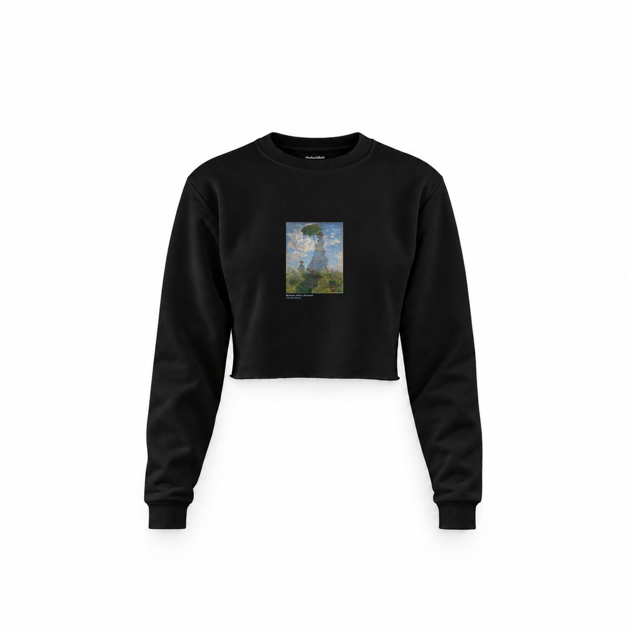 Woman with a Parasol Crop Sweatshirt – Siyah