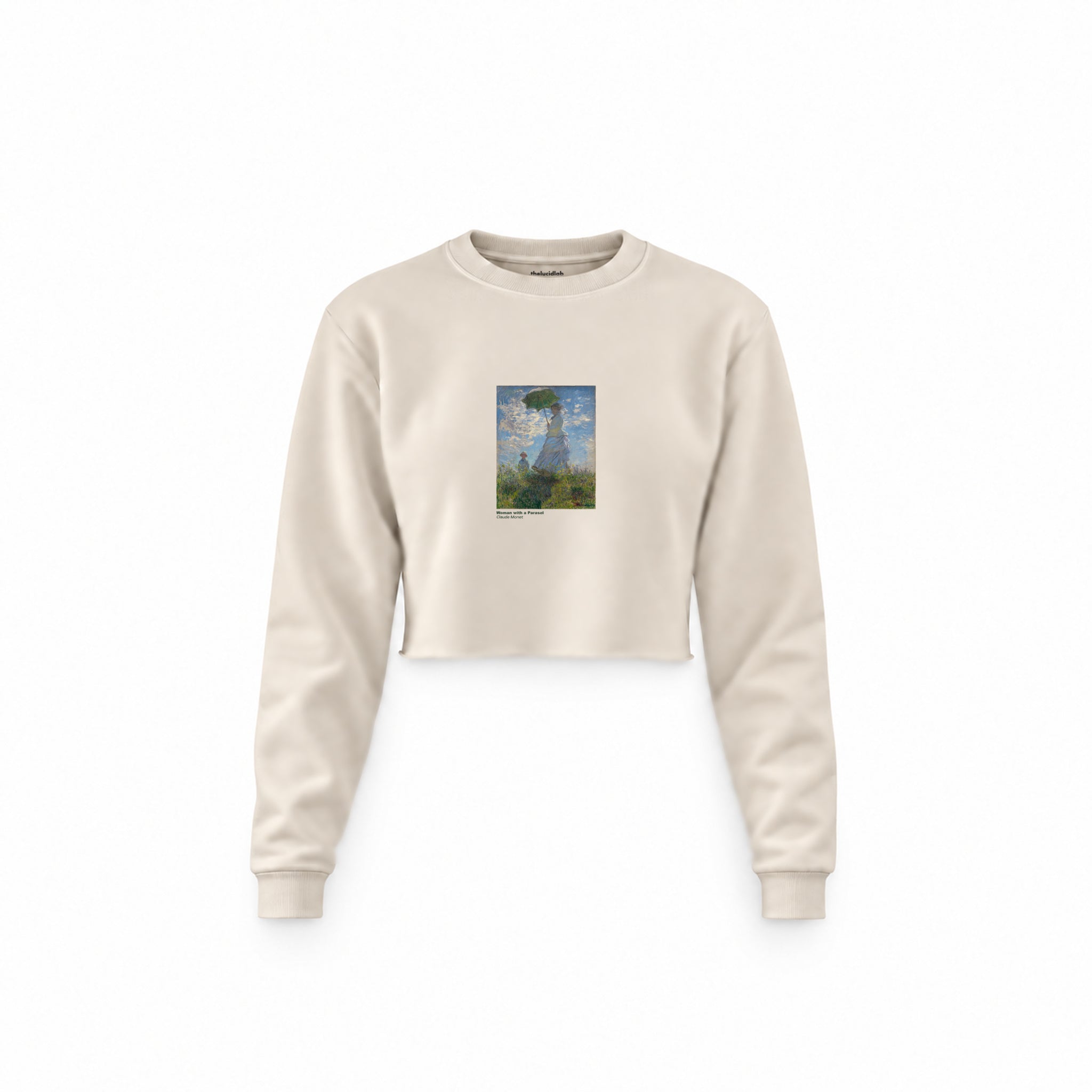 Woman with a Parasol Crop Sweatshirt – Krem
