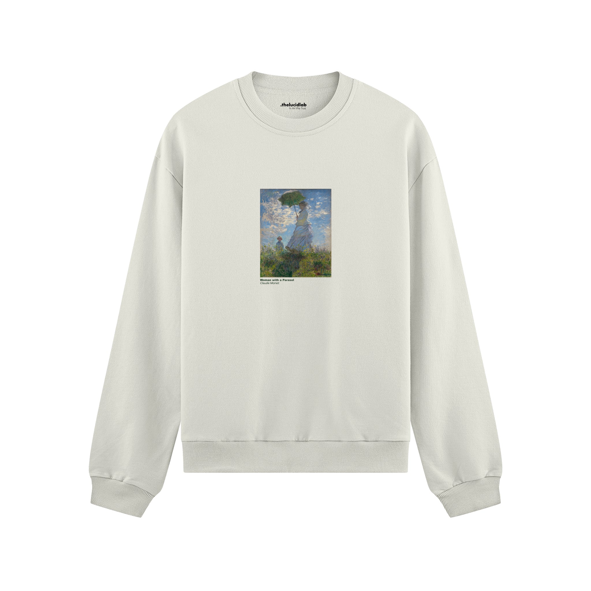 Woman with a Parasol Oversize Sweatshirt – Beyaz