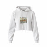 Orchard with Cypresses Crop Hoodie – Beyaz
