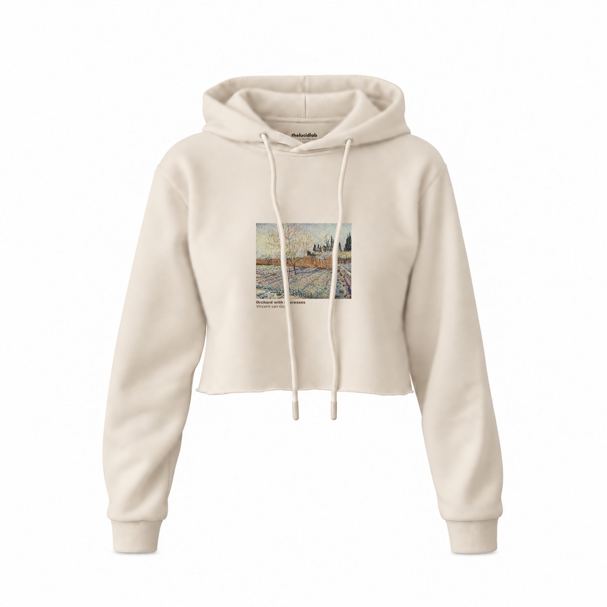 Orchard with Cypresses Crop Hoodie – Krem