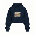 Orchard with Cypresses Oversize Crop Hoodie – Lacivert