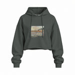 Orchard with Cypresses Oversize Crop Hoodie – Antrasit