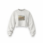 Orchard with Cypresses Oversize Crop Sweatshirt – Beyaz