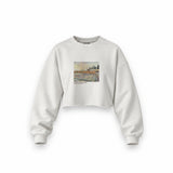 Orchard with Cypresses Oversize Crop Sweatshirt – Beyaz
