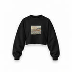 Orchard with Cypresses Oversize Crop Sweatshirt – Siyah