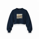 Orchard with Cypresses Oversize Crop Sweatshirt – Lacivert