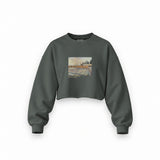 Orchard with Cypresses Oversize Crop Sweatshirt – Antrasit