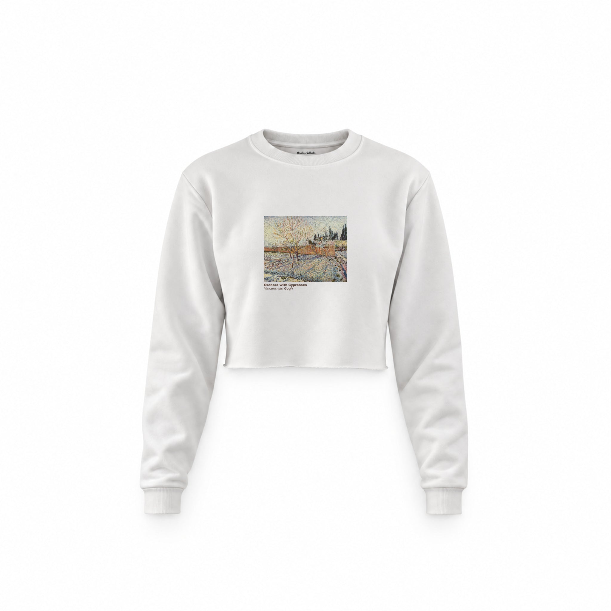 Orchard with Cypresses Crop Sweatshirt – Beyaz