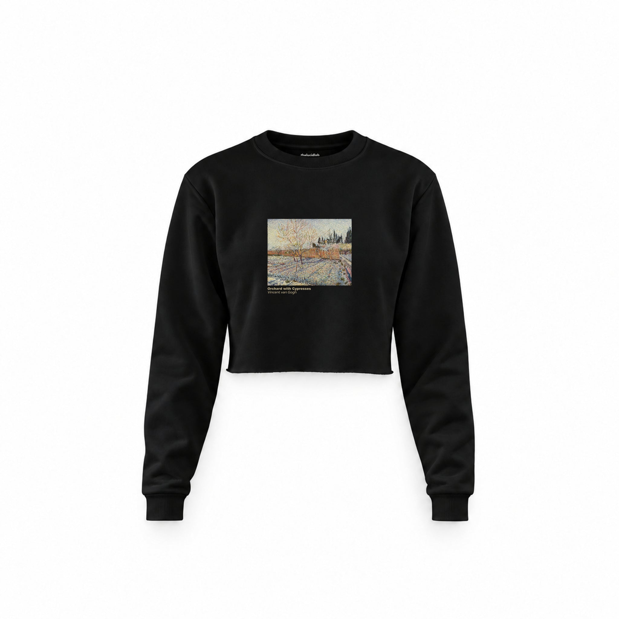 Orchard with Cypresses Crop Sweatshirt – Siyah
