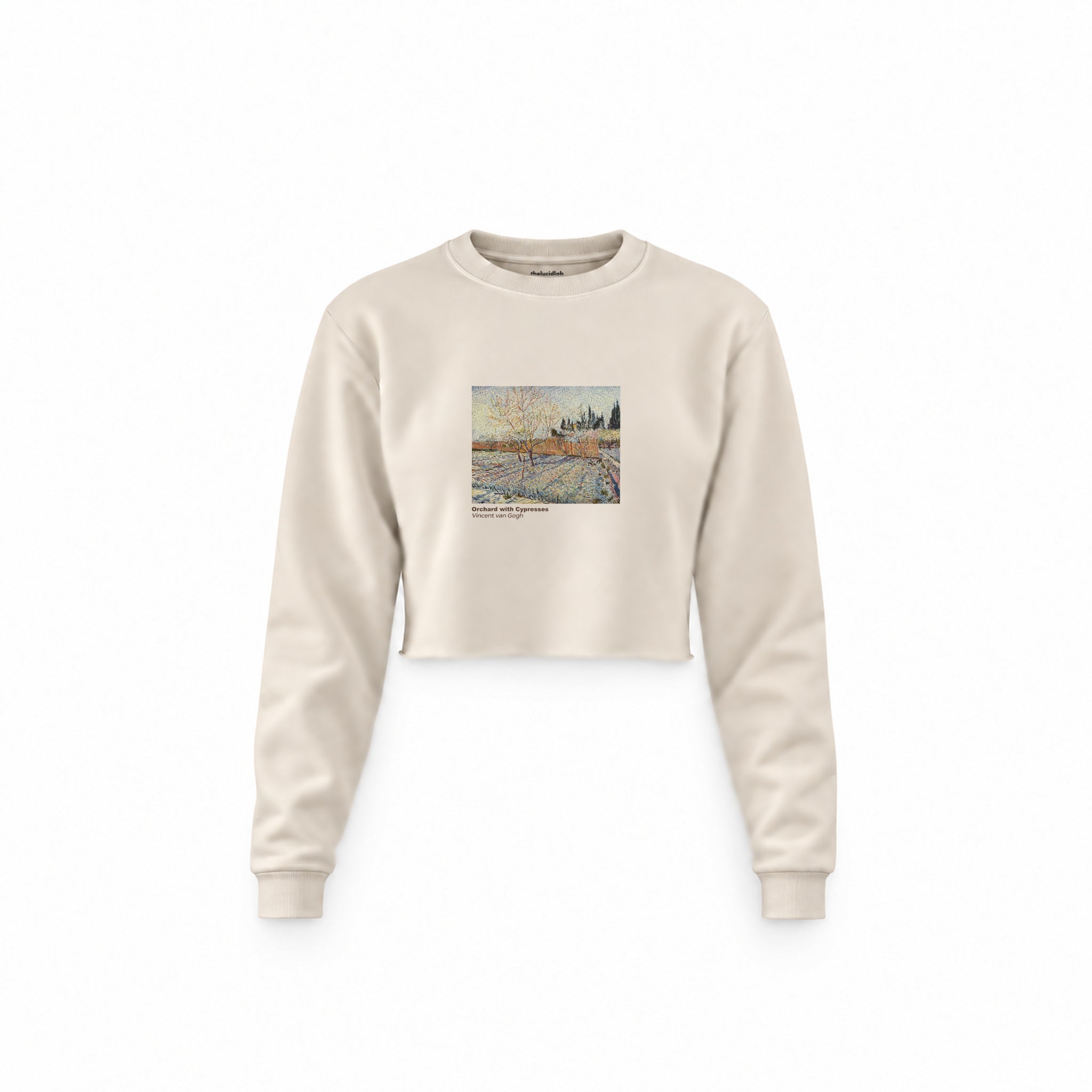 Orchard with Cypresses Crop Sweatshirt – Krem