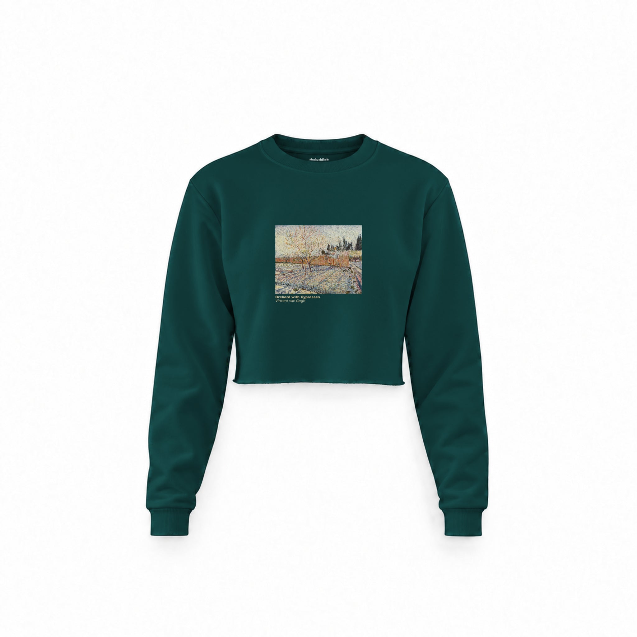 Orchard with Cypresses Crop Sweatshirt – Koyu Yeşil
