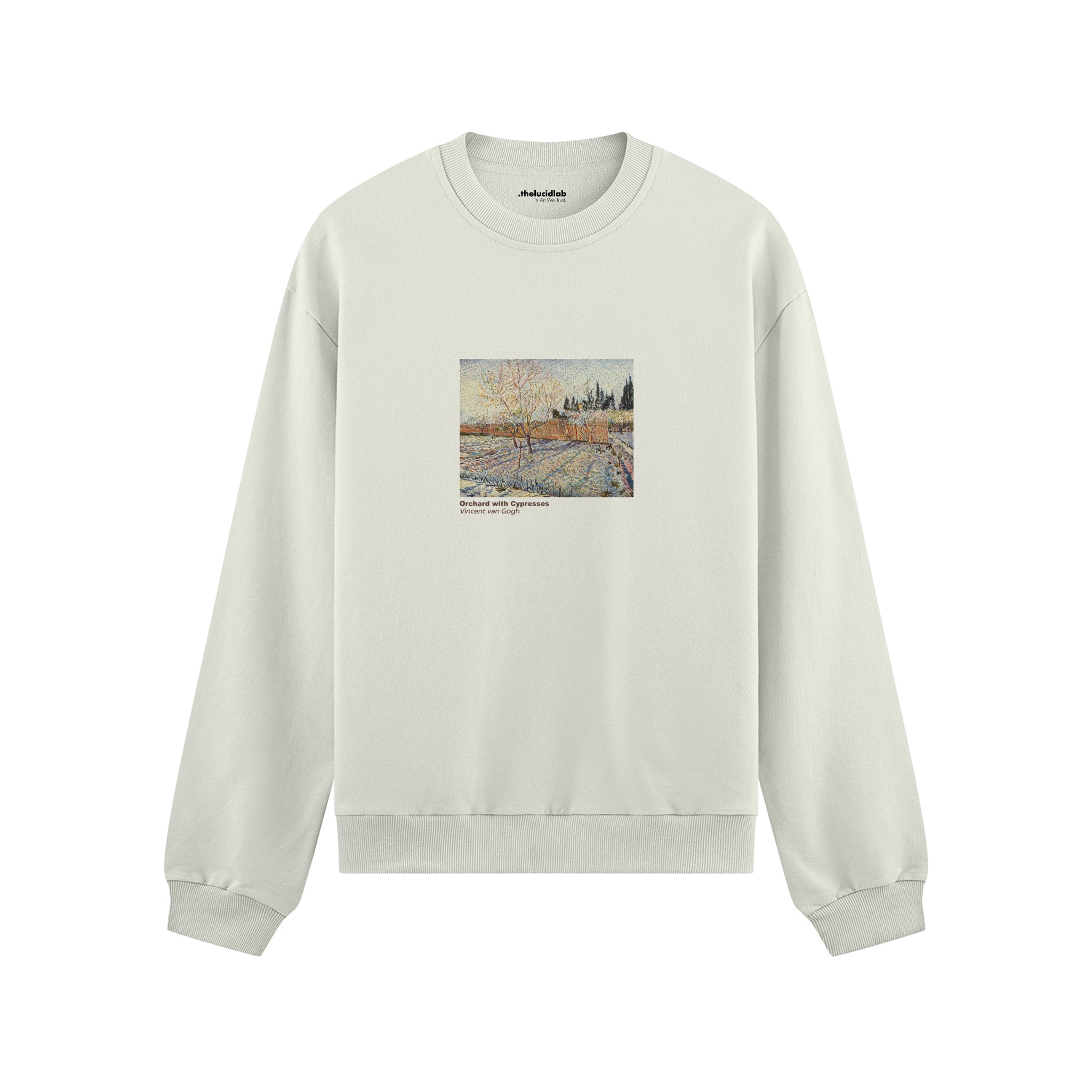 Orchard with Cypresses Oversize Sweatshirt – Beyaz