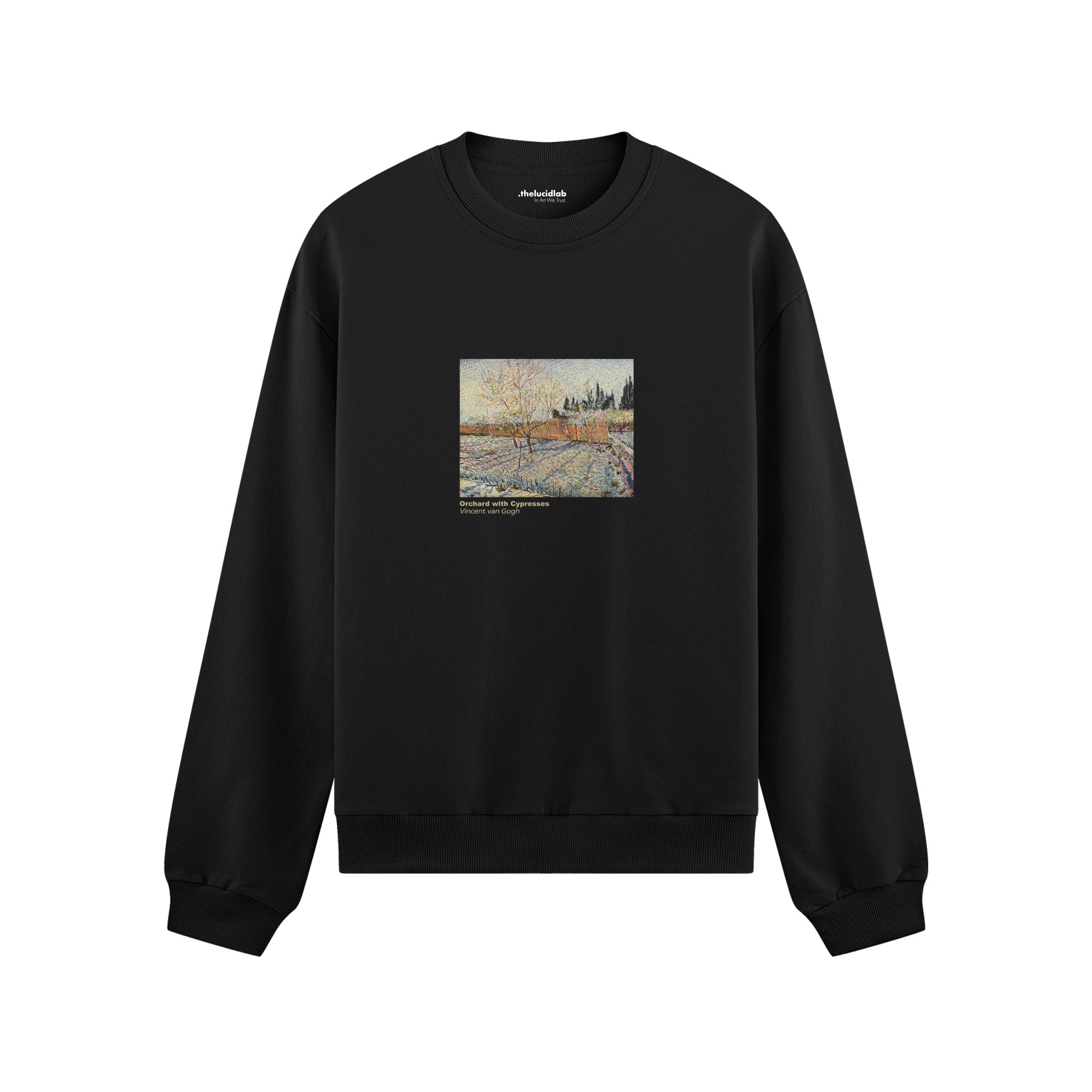 Orchard with Cypresses Oversize Sweatshirt – Siyah