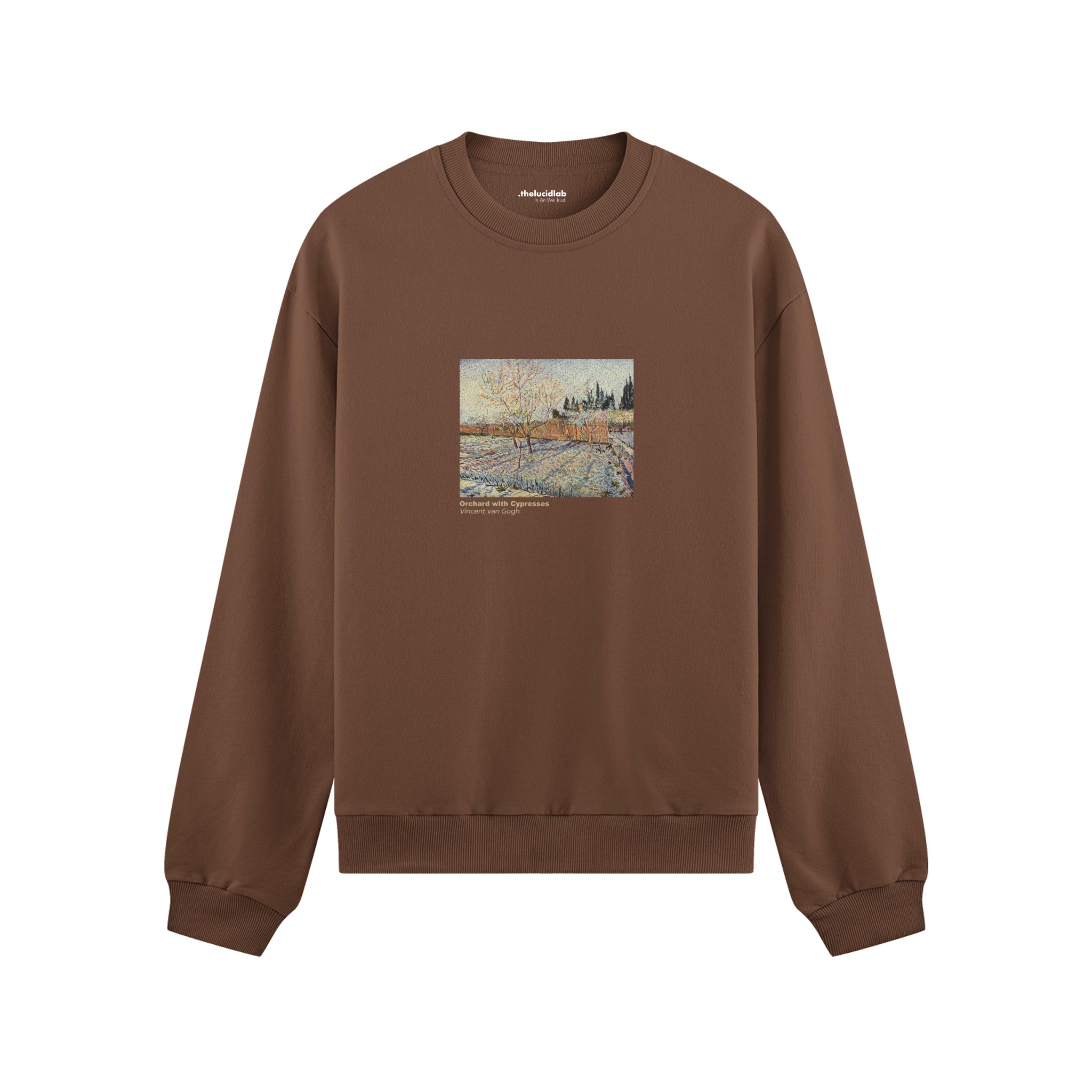 Orchard with Cypresses Oversize Sweatshirt – Kahverengi