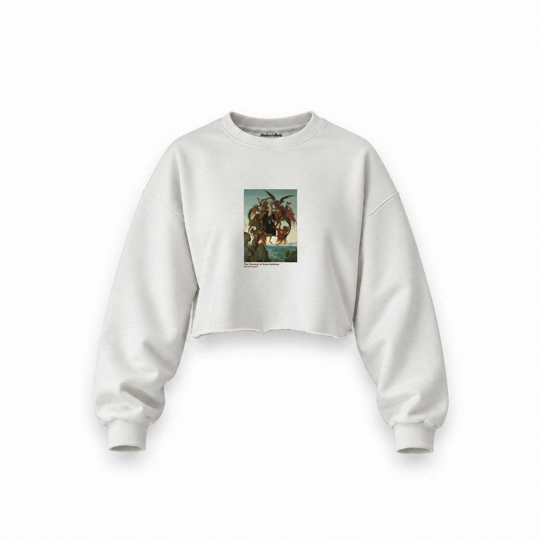 The Torment of Saint Anthony Oversize Crop Sweatshirt – Beyaz