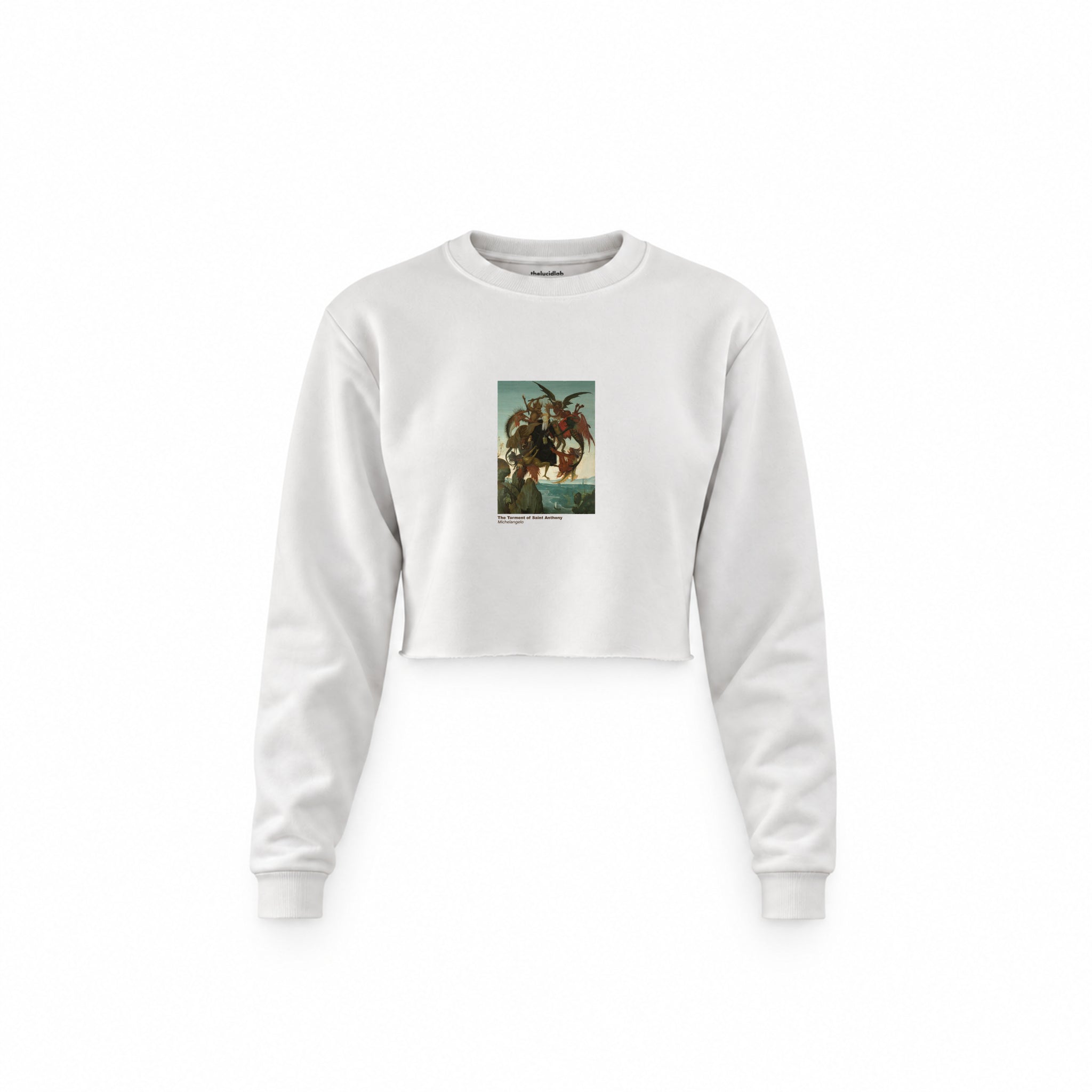 The Torment of Saint Anthony Crop Sweatshirt – Beyaz