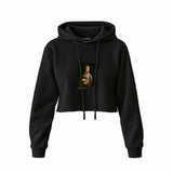 Lady with an Ermine Crop Hoodie – Siyah