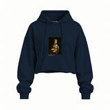 Lady with an Ermine Oversize Crop Hoodie – Lacivert