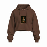 Lady with an Ermine Oversize Crop Hoodie – Kahverengi