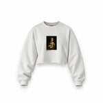 Lady with an Ermine Oversize Crop Sweatshirt – Beyaz