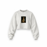 Lady with an Ermine Oversize Crop Sweatshirt – Beyaz