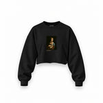 Lady with an Ermine Oversize Crop Sweatshirt – Siyah