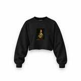 Lady with an Ermine Oversize Crop Sweatshirt – Siyah