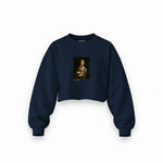 Lady with an Ermine Oversize Crop Sweatshirt – Lacivert