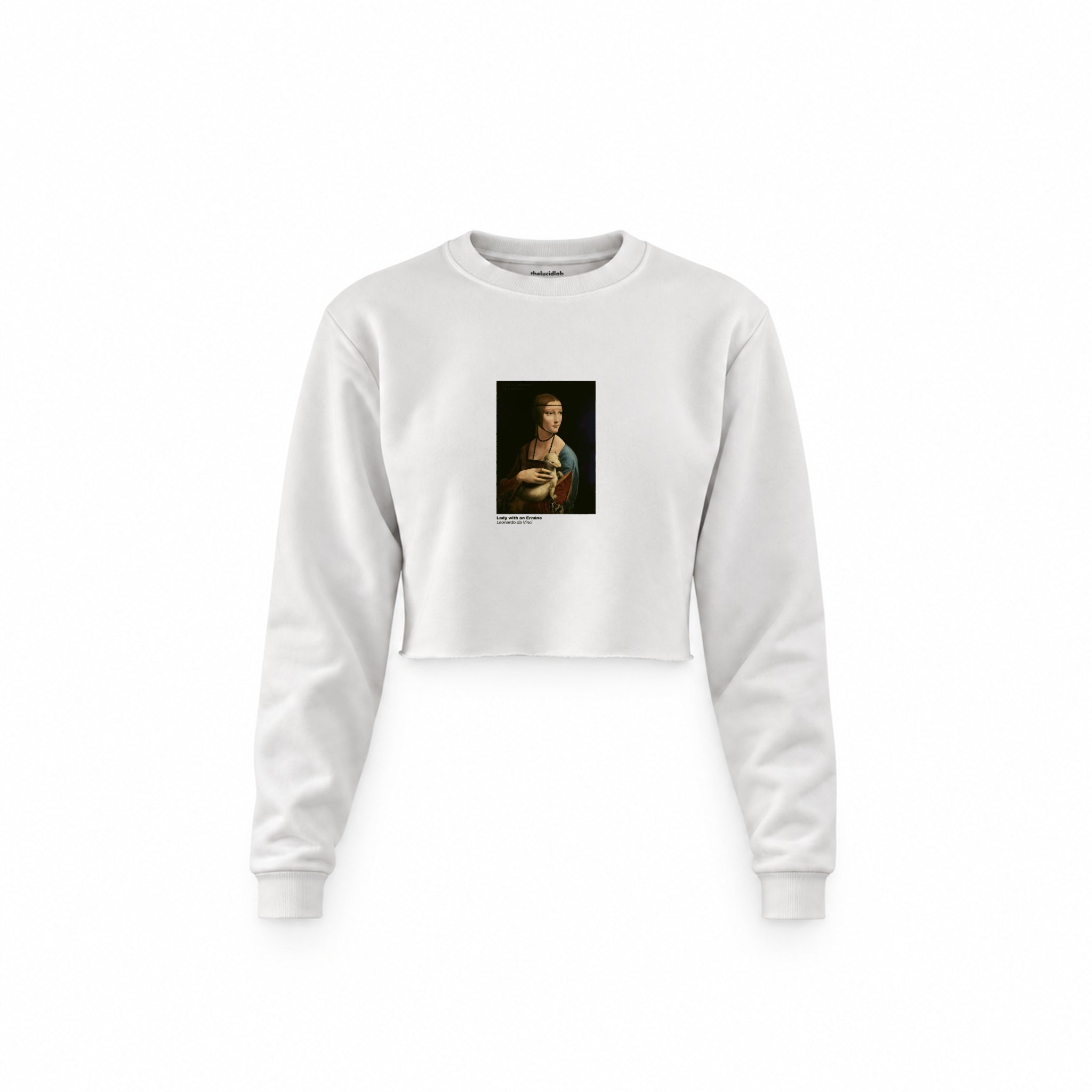 Lady with an Ermine Crop Sweatshirt – Beyaz