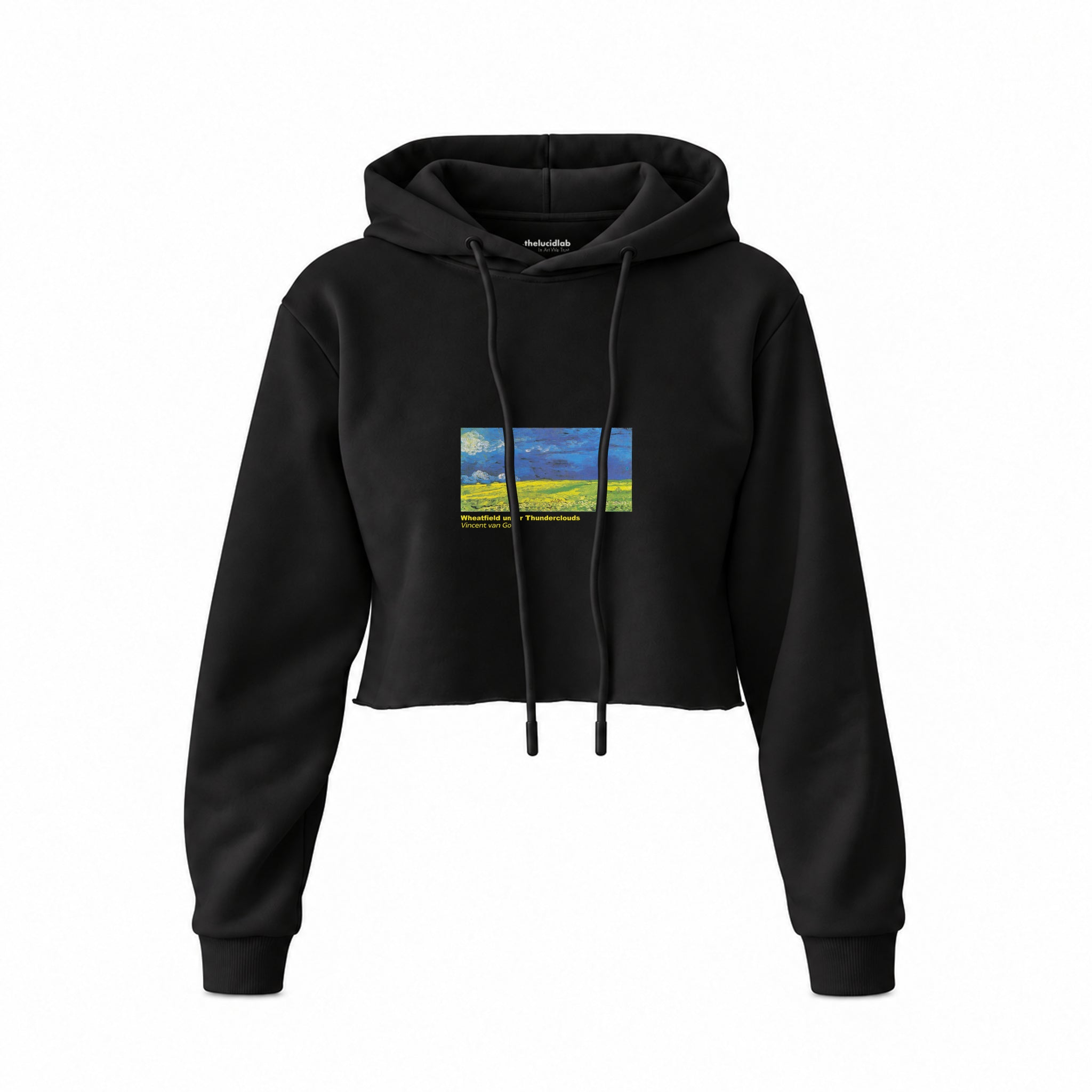 Wheatfield under Thunderclouds Crop Hoodie – Siyah