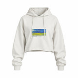 Wheatfield under Thunderclouds Oversize Crop Hoodie – Beyaz