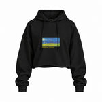 Wheatfield under Thunderclouds Oversize Crop Hoodie – Siyah