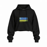 Wheatfield under Thunderclouds Oversize Crop Hoodie – Siyah