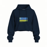 Wheatfield under Thunderclouds Oversize Crop Hoodie – Lacivert