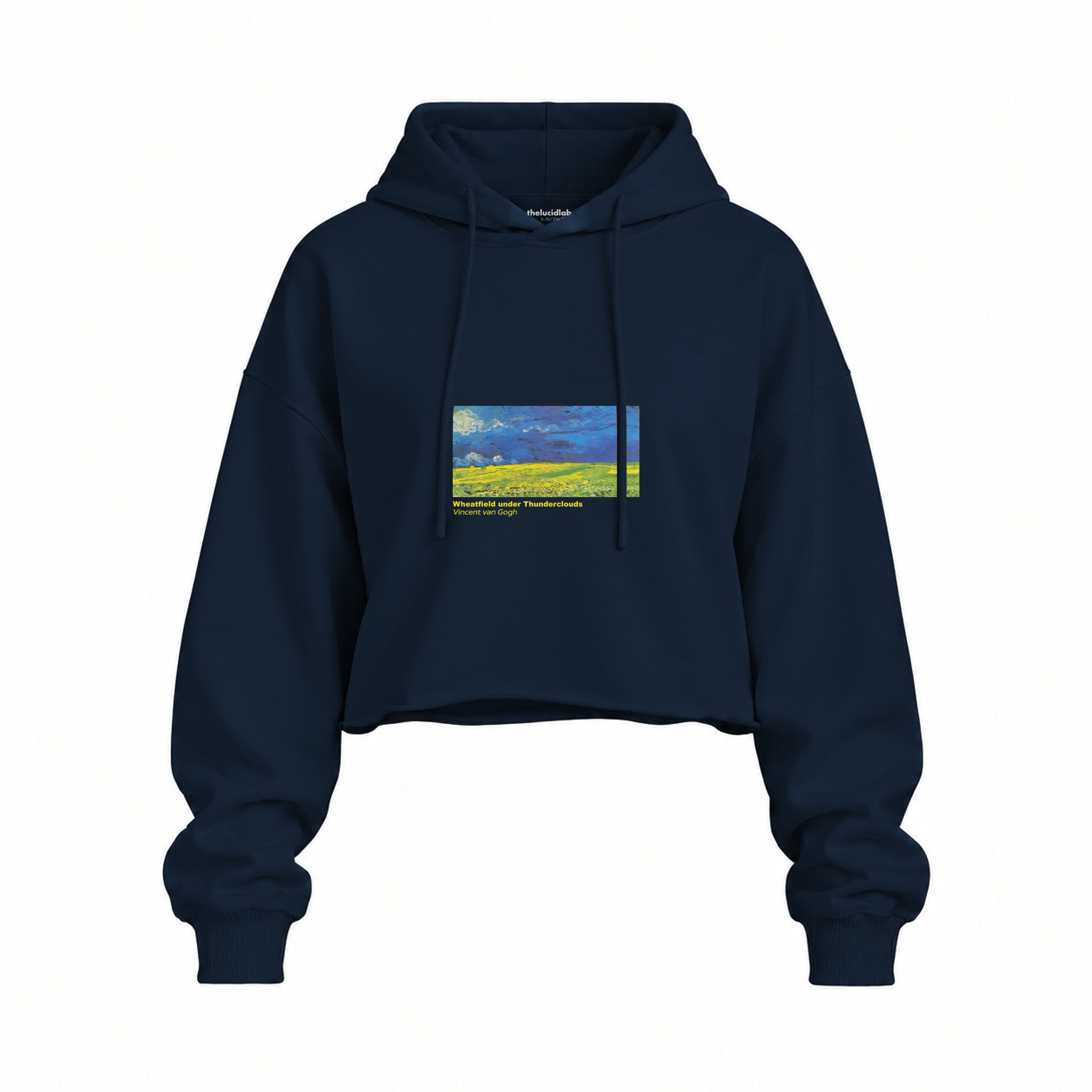 Wheatfield under Thunderclouds Oversize Crop Hoodie – Lacivert
