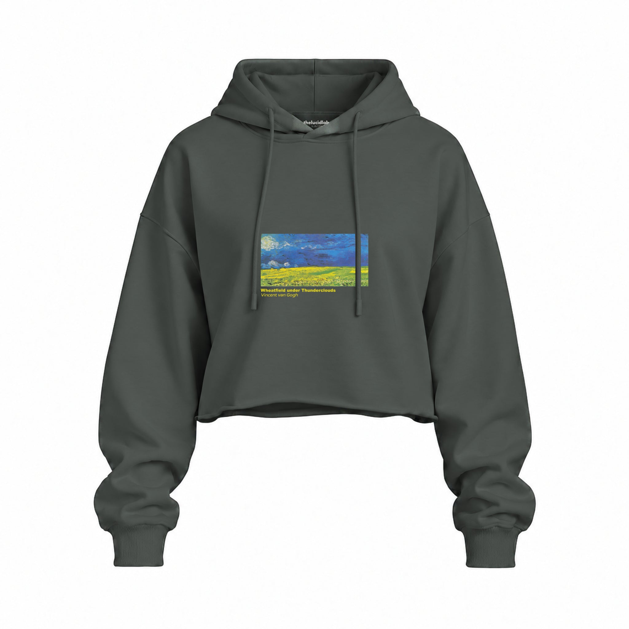 Wheatfield under Thunderclouds Oversize Crop Hoodie – Antrasit