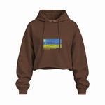 Wheatfield under Thunderclouds Oversize Crop Hoodie – Kahverengi