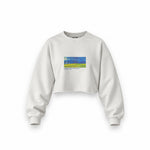 Wheatfield under Thunderclouds Oversize Crop Sweatshirt – Beyaz