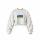 Wheatfield under Thunderclouds Oversize Crop Sweatshirt – Beyaz