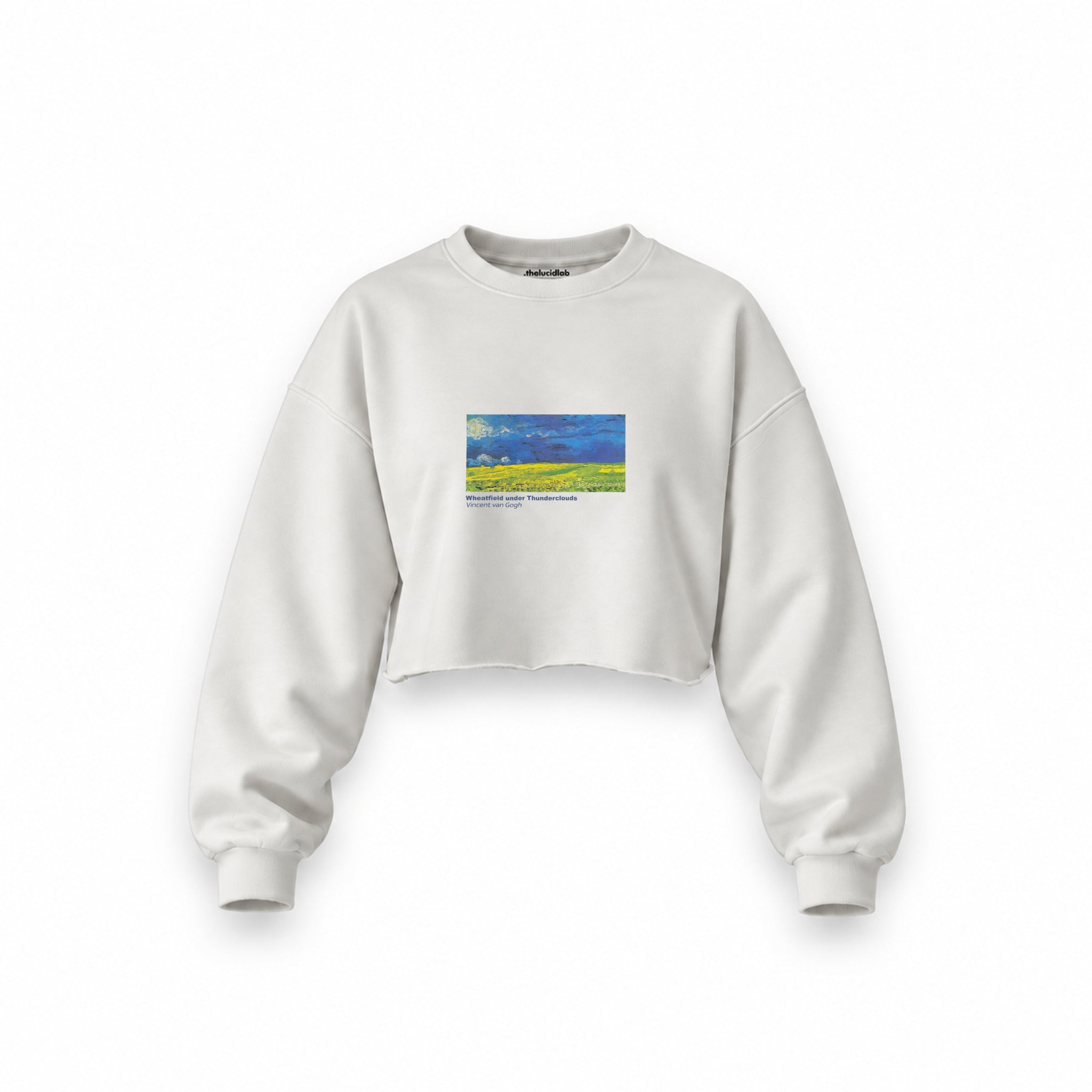Wheatfield under Thunderclouds Oversize Crop Sweatshirt – Beyaz