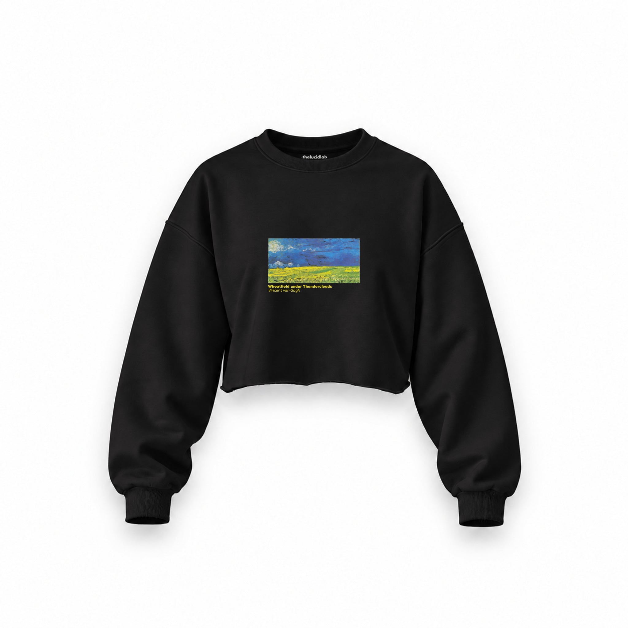 Wheatfield under Thunderclouds Oversize Crop Sweatshirt – Siyah