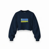 Wheatfield under Thunderclouds Oversize Crop Sweatshirt – Lacivert