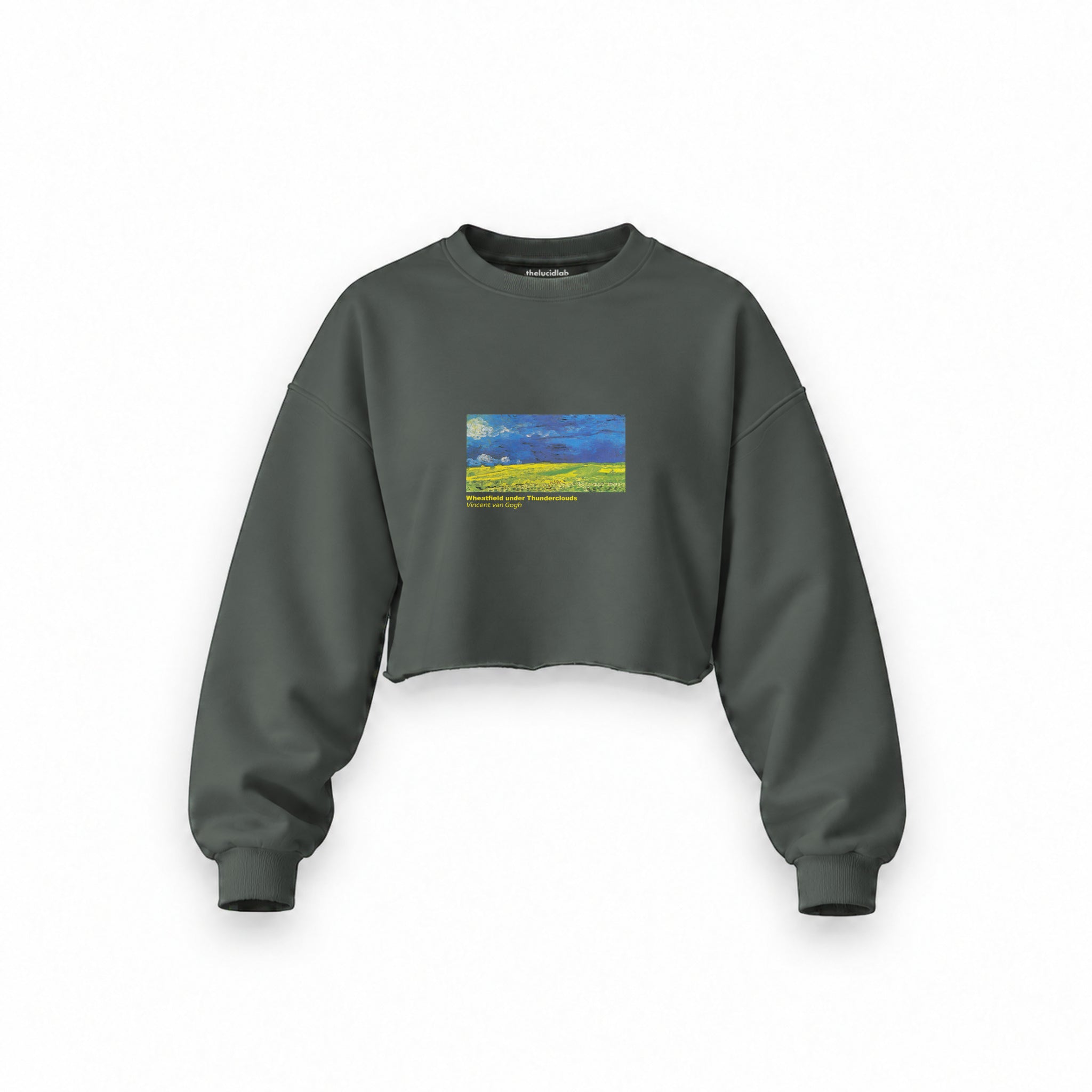Wheatfield under Thunderclouds Oversize Crop Sweatshirt – Antrasit