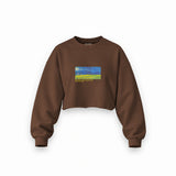 Wheatfield under Thunderclouds Oversize Crop Sweatshirt – Kahverengi