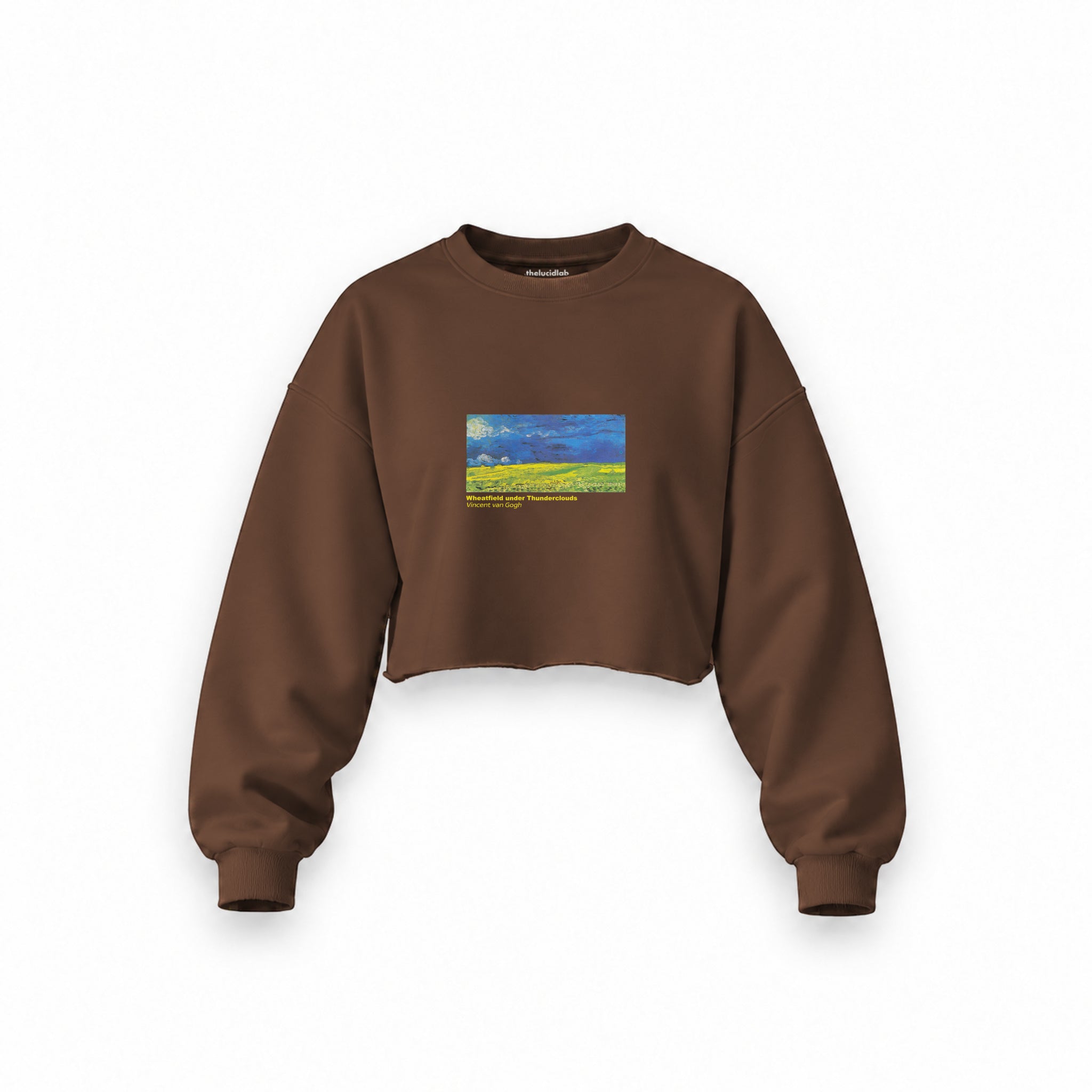 Wheatfield under Thunderclouds Oversize Crop Sweatshirt – Kahverengi