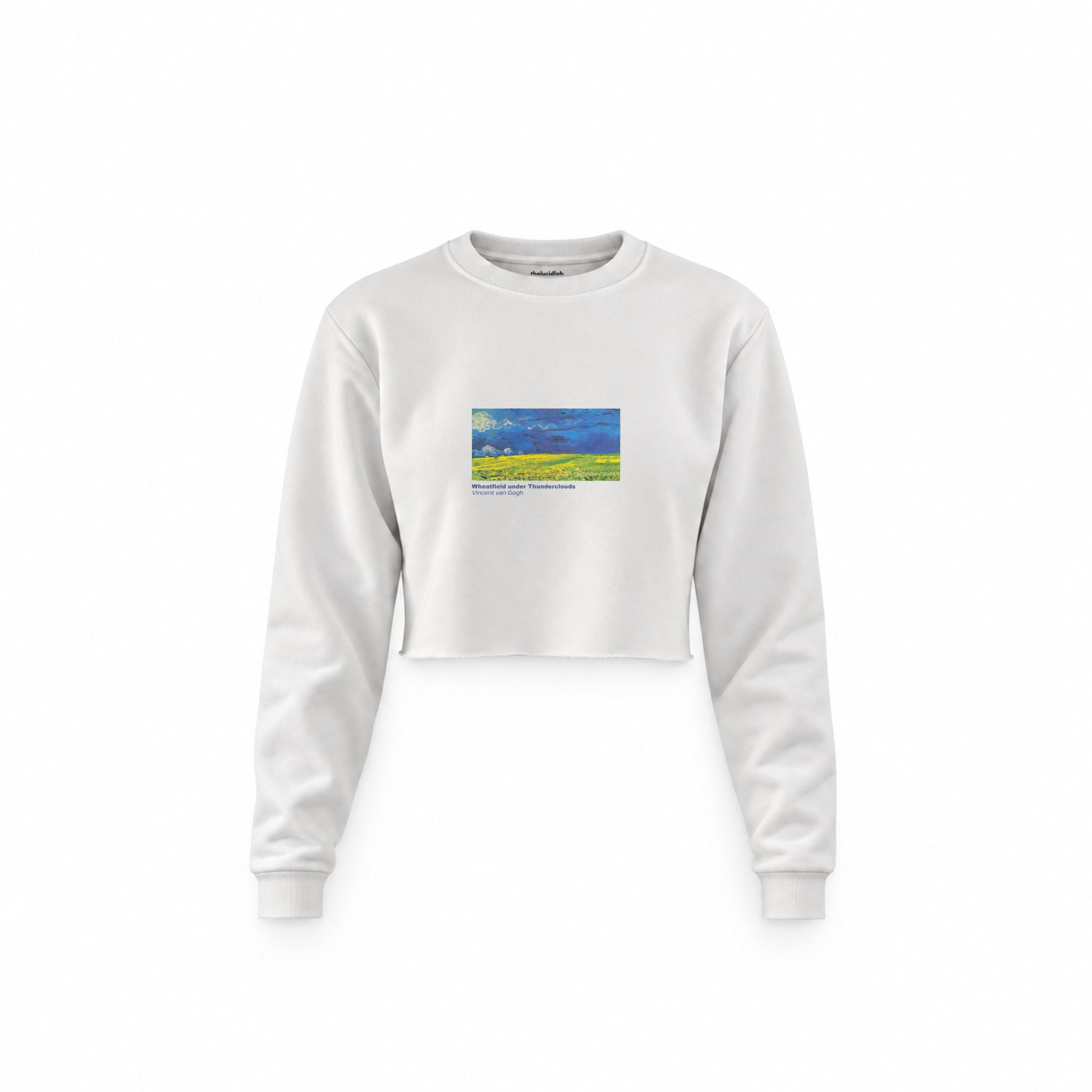 Wheatfield under Thunderclouds Crop Sweatshirt – Beyaz