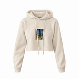 Road with Cypress and Star Crop Hoodie – Krem