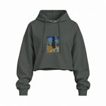 Road with Cypress and Star Oversize Crop Hoodie – Antrasit